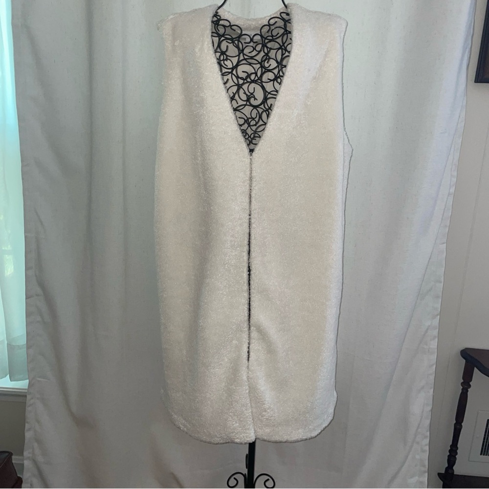 NWOT  J Jill Pute Elements Vest Faux Shearing Long Vest Faux Fur sz L Women Vest